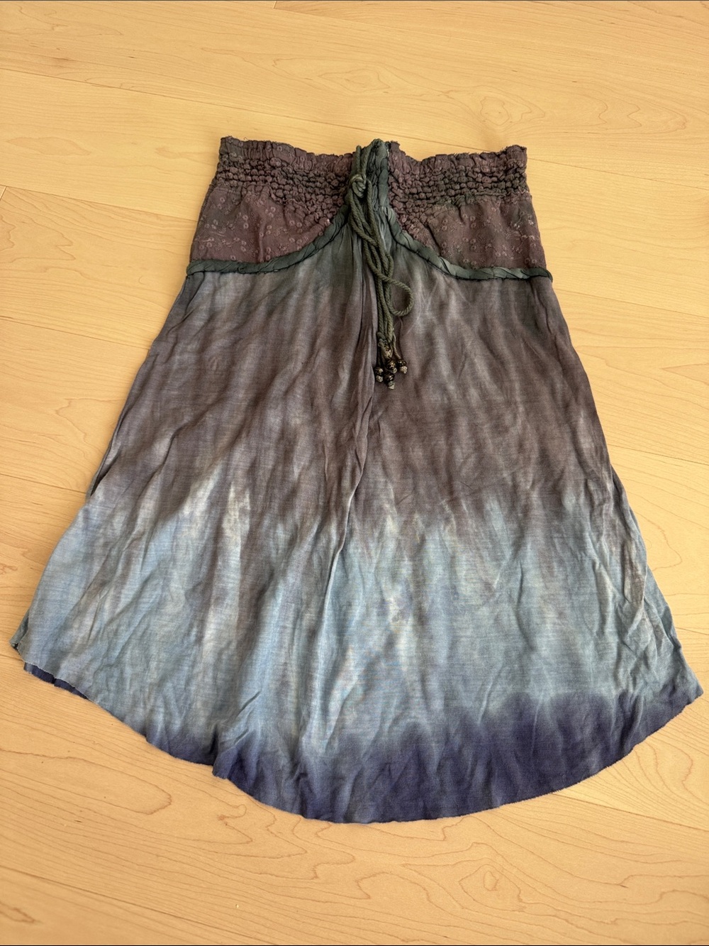 Free People Boho Ombre Tie-Dye Midi Skirt - Purple Gradient